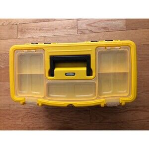 Voyager 19 inch Toolbox Plastic with Top Storage Black Yellow with Handle